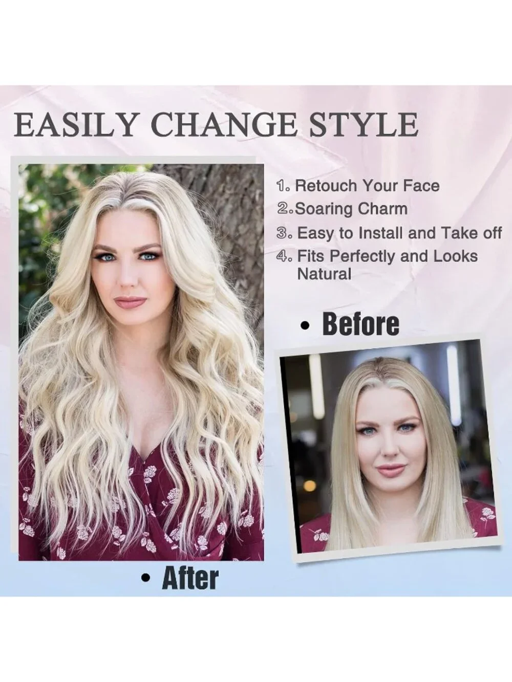 Women's Mixed Blonde 26 Inch Natural Looking Heat Resistant Long Wavy Wigs